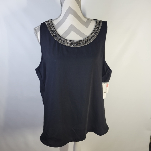 NWT Liz Claiborne collection Embelished high low Black Dressy tank Size XL - Picture 1 of 9